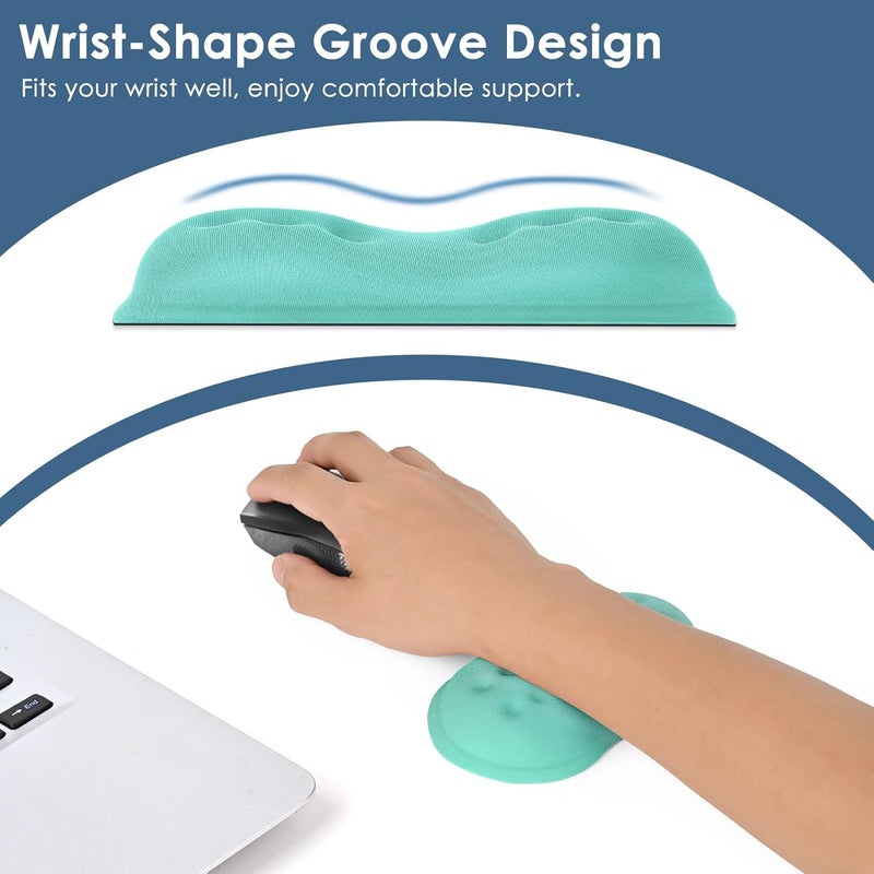 Vankey Soft Mouse Wrist Rest, Memory Foam Mouse Wrist Support Hand Rest Pad for Computer, Laptop, Desktop - Anti-Slip PU Base - Wrist Pain Relief, Aquamarine - Image 4